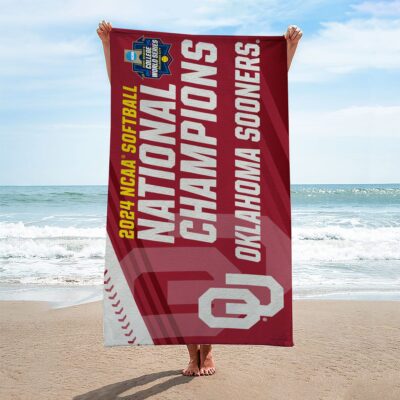 Oklahoma Sooners Womens Softball Rectangle Beach Towel WBT1076 1